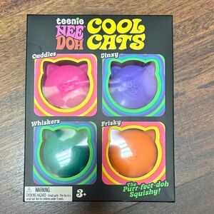 Cool Cats 4-Pack Squishy Toy Set - Pink, Purple, Green, Orange